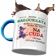 Modrý hrnček pre kamarátku Małgorzaty ako darček s potlačou a fotkou Modrý hrnček pre kamarátku Małgorzaty ako darček s potlačou a fotkou