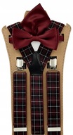 Podväzky - bordový tartan - motýlik s vreckom Podväzky - bordový tartan - motýlik s vreckom