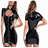 SEX DÁMSKE ČIERNE EROTICKÉ KOŽENÉ MINI ŠATY SEX DÁMSKE ČIERNE EROTICKÉ KOŽENÉ MINI ŠATY