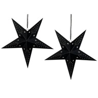 Sada 2 závesných LED velúrových hviezd 60 cm čiernej farby