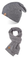 Zimná súprava: elegantný šál a sivá pánska čiapka