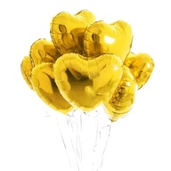 Zlaté srdiečkové fóliové balóny na Valentína - 10 ks