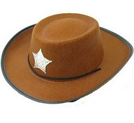 Kovbojský klobúk s hviezdou, hnedý, veľkosť S pre deti