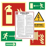 Súbor značiek bezpečnosti a ochrany zdravia pri práci, požiarnej a núdzovej evakuácie pre chodbu