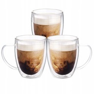 Termálne poháre s uškom na Latte Capuccino 350ml 3ks, dvojitá stena Termálne poháre s uškom na Latte Capuccino 350ml 3ks, dvojitá stena