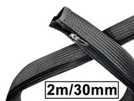 Kryt organizéra na káble 30/20mm zips čierny 2m