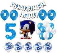 Set of Sonic Balloons Banner 5 Birthday Name