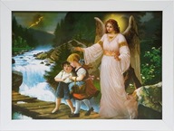 OBRAZ 35x45 ANJEL STRÁŽNY BIELY RÁM OBRAZ 35x45 ANJEL STRÁŽNY BIELY RÁM