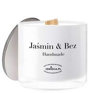Jazmín a baza. Veľká sójová sviečka 310 ml Jazmín a baza. Veľká sójová sviečka 310 ml