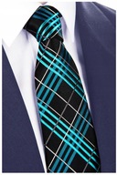 100% SILK károvaná pánska kravata čierna GREG kj56 100% SILK károvaná pánska kravata čierna GREG kj56