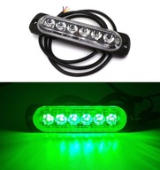 zelená LED Stroboskopická obrysová lampa 6 LED 12V-24V zelená LED Stroboskopická obrysová lampa 6 LED 12V-24V