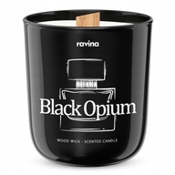 Tradičná sójová vonná sviečka s dreveným knôtom, Ravina - Black Opium Tradičná sójová vonná sviečka s dreveným knôtom, Ravina - Black Opium