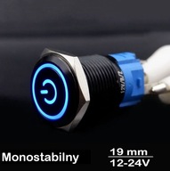 Ovládacie tlačidlo SPDT spínač kovový 19mm LED modrá 12V mo Ovládacie tlačidlo SPDT spínač kovový 19mm LED modrá 12V mo