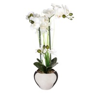 Orchidea v striebornom črepníku 53cm ornament dekorácie