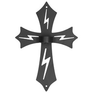 Nástenný krížový železný svietnik čiernej farby