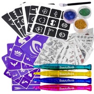 SET GLITROVÉ TETOVANIE, umývateľné, VEĽA šablón, VEĽKÁ SADA, DOČASNÉ SET GLITROVÉ TETOVANIE, umývateľné, VEĽA šablón, VEĽKÁ SADA, DOČASNÉ
