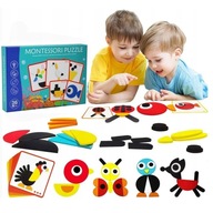 DREVENÉ LOGICKÉ PUZZLE MONTESSORI ZVIERATKÁ PUZZLE 63 kusov