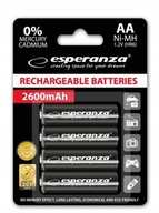Nabíjateľné batérie R6 AA 2600mAh ESPERANZA x 4 Nabíjateľné batérie R6 AA 2600mAh ESPERANZA x 4