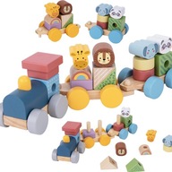 TOOKY TOY Drevený vláčik so zvieratkami Montessori puzzle TOOKY TOY Drevený vláčik so zvieratkami Montessori puzzle