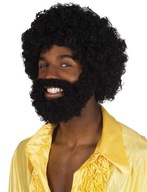 SUPER čierna afro pánska parochňa 86311 s fúzmi a bradou XXL SUPER čierna afro pánska parochňa 86311 s fúzmi a bradou XXL