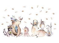 Samolepky na stenu ANIMALS boho jeleň medvedík sova Samolepky na stenu ANIMALS boho jeleň medvedík sova