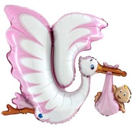 Fóliový BALÓN BABY SPRCHA STORK dievča XXL Fóliový BALÓN BABY SPRCHA STORK dievča XXL