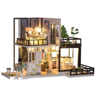 Drevený model domčeka pre domácich majstrov MODERNÉ 3D LED puzzle