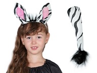 SET ZEBRA EARS SET ZEBBER TAIL BIELY A ČIERNY 2 kusy SET ZEBRA EARS SET ZEBBER TAIL BIELY A ČIERNY 2 kusy