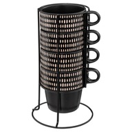 ČIERNE POHÁRKY na stojane s ETNO vzorom 4x250ml ČIERNE POHÁRKY na stojane s ETNO vzorom 4x250ml
