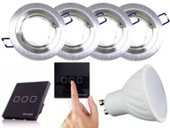 Sada halogénových LED objímok 4x + vypínač + žiarovky Sada halogénových LED objímok 4x + vypínač + žiarovky