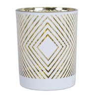 Biely svietnik s moderným vzorom Moner, 12 cm Biely svietnik s moderným vzorom Moner, 12 cm