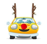 Vianočná dekorácia na auto so sobím parohom a nosom