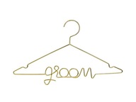 Zlatý vešiak Groom na svadbu, 45 x 27 cm