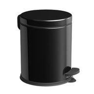 Okrúhly kúpeľňový kôš s pedálom, Čierny, 5 litrov