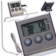 KUCHYŇSKÝ TEPLOMER elektronický s alarmom teploty mäsovej sondy 0-250°C LCD