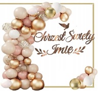 BAPTISM balóniky mašľa divoká ružová BANNER ROSE GOLD meno BAPTISM balóniky mašľa divoká ružová BANNER ROSE GOLD meno
