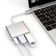 Hliníkový HUB 3v1 USB-C na HDMI 4K adaptér, USB 3 Hliníkový HUB 3v1 USB-C na HDMI 4K adaptér, USB 3