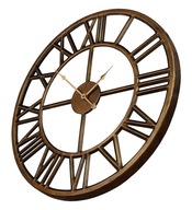 Nástenné hodiny zlatohnedé kovové podkrovné retro 45cm Nástenné hodiny zlatohnedé kovové podkrovné retro 45cm