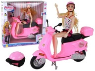 Súprava bábiky na ružovej kolobežke s pohyblivými prvkami