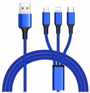 Kábel USB 3v1 - USB typ C / microUSB / Lightning