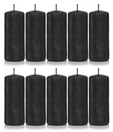 Dekoratívne sviečky, čierne, kokon cylinder 10/4, sada 10 ks