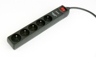 Gembird Power strip 5 zásuviek, dĺžka 3 m, čierna Gembird Power strip 5 zásuviek, dĺžka 3 m, čierna