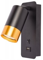 NÁSTENNÁ LAMPA LED nástenná lampa na čítanie, zásuvka USB, vypínač GU10