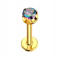 PIERCING Zlaté titánové náušnice Labret so zirkónom PUSH-PIN 1,2/6/3 PIERCING Zlaté titánové náušnice Labret so zirkónom PUSH-PIN 1,2/6/3