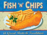 Fish and chips Kovová tabuľka Fish and chips Kovová tabuľka