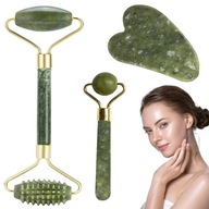 3v1 masážny prístroj na tvár GUA SHA STONE s jadeitovým valčekom set masážneho valčeka 3v1 masážny prístroj na tvár GUA SHA STONE s jadeitovým valčekom set masážneho valčeka