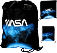 Školská taška na PE topánky a topánky NASA, ČIERNA