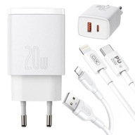 Rýchla nabíjačka pre iPhone USB-C double 20W, dva káble pre iPhone Lightning Rýchla nabíjačka pre iPhone USB-C double 20W, dva káble pre iPhone Lightning