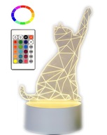 KOTEK 3D USB nočná lampa, 16 LED farieb KOTEK 3D USB nočná lampa, 16 LED farieb