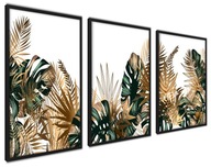 Grafické plagáty ZLATÉ LISTY XL moderný triptych Grafické plagáty ZLATÉ LISTY XL moderný triptych